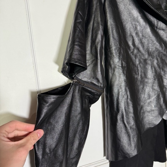 TOV Leather and Suede Jacket Removable Sleeves Lined Cutouts Black Size 38 / Sma - Picture 8 of 15